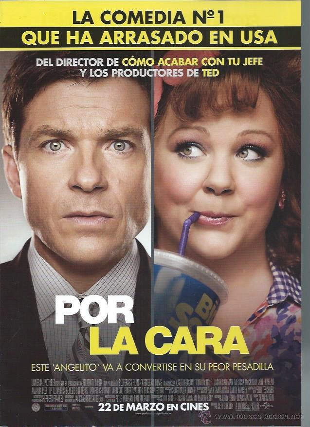 Kino: GU&Iacute;A PUBLICITARIA DE LA PEL&Iacute;CULA POR LA CARA, COMEDIA, ORIGINAL, 30 POR 20CM