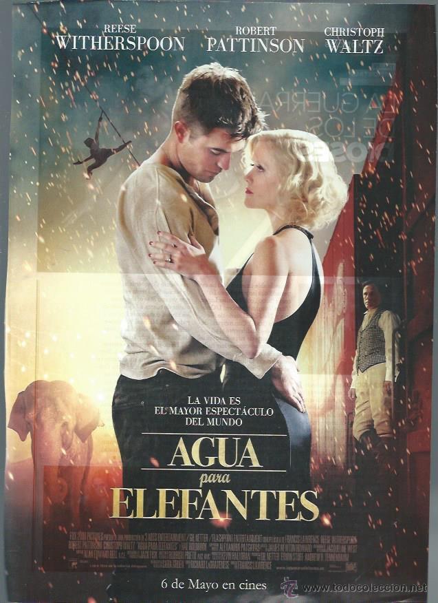 Cin&eacute;ma: GU&Iacute;A PUBLICITARIA DE LA PEL&Iacute;CULA AGUA PARA ELEFANTES, ORIGINAL, 30 POR 20CM