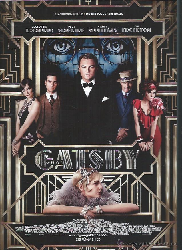 Kino: GU&Iacute;A PUBLICITARIA DE LA PEL&Iacute;CULA EL GRAN GATSBY, LEONARDO DI CAPRIO, ORIGINAL, 30 POR 20CM