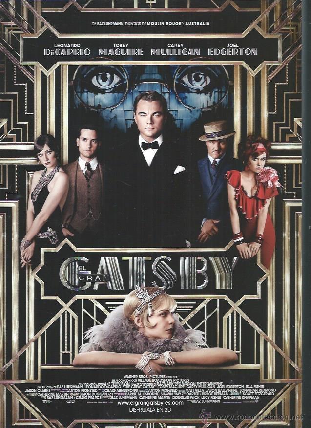 Cinema: GU&Iacute;A PUBLICITARIA DE LA PEL&Iacute;CULA EL GRAN GATSBY, LEONARDO DI CAPRIO, ORIGINAL, 30 POR 20CM