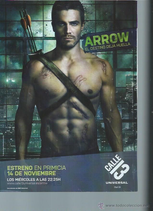 Kino: GU&Iacute;A PUBLICITARIA DE LA PEL&Iacute;CULA ARROW EL DESTINO DEJA HUELLA, ORIGINAL, 30 POR 20CM
