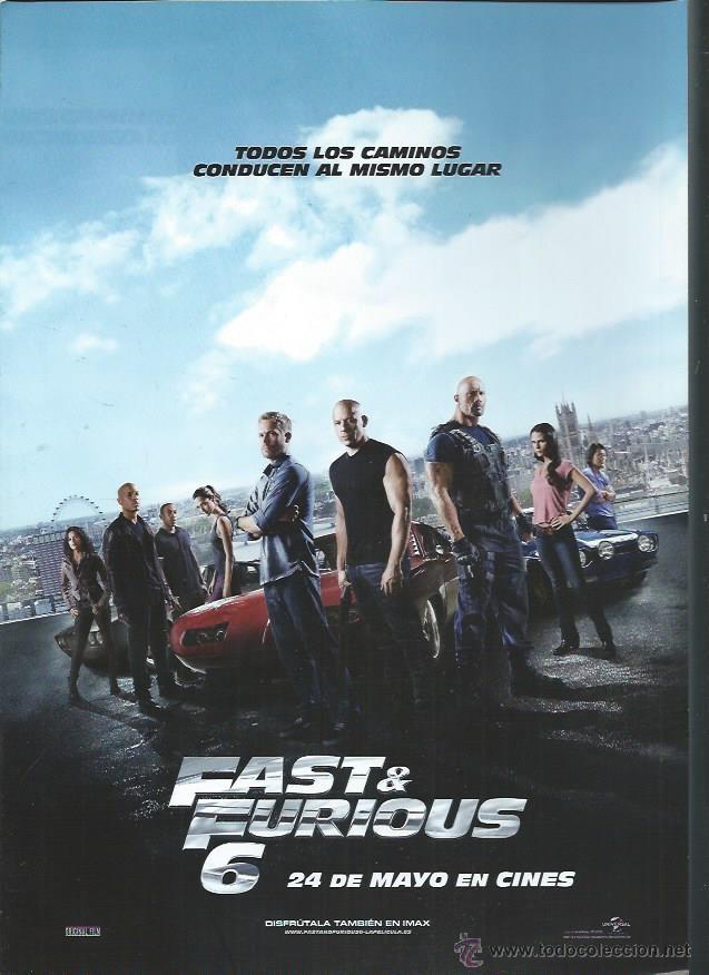Kino: GU&Iacute;A PUBLICITARIA DE LA PEL&Iacute;CULA FAST Y FORIUS 6, ORIGINAL, 30 POR 20CM