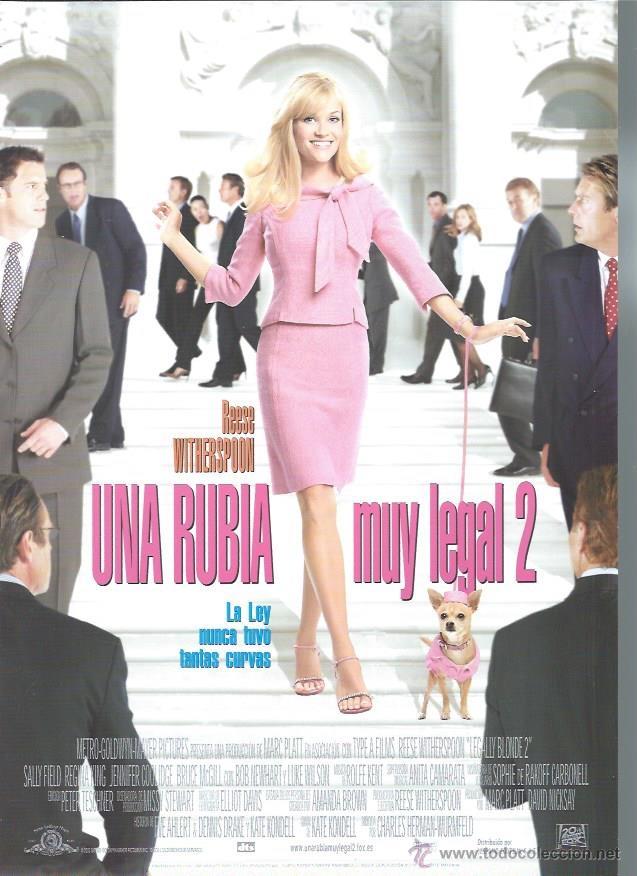 Cinema: GU&Iacute;A PUBLICITARIA DE LA PEL&Iacute;CULA UNA RUBIA MUY LEGAL 2, ORIGINAL, 20 POR 30CM