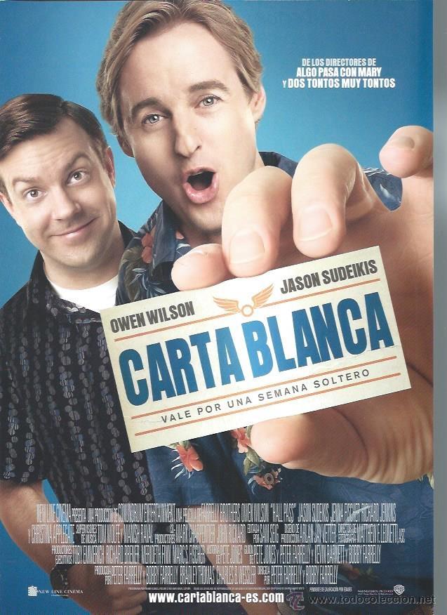 Cinema: GU&Iacute;A PUBLICITARIA DE LA PEL&Iacute;CULA CARTA BLANCA,VALE POR UNA SEMANA SOLTERO , ORIGINAL, 20 POR 30CM