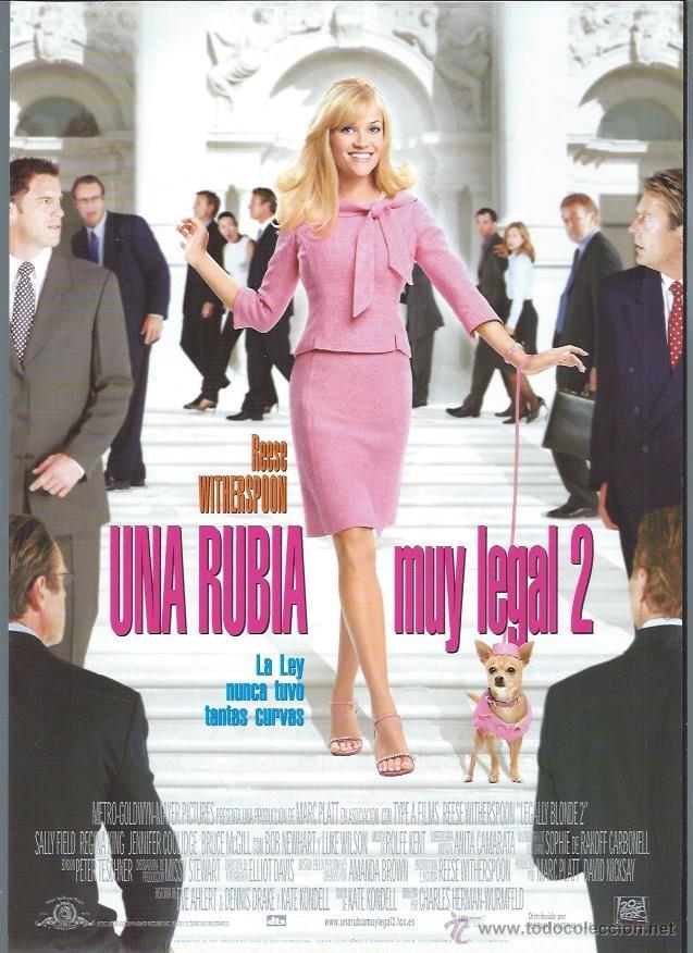 Cinema: GU&Iacute;A PUBLICITARIA DE LA PEL&Iacute;CULA UNA RUBIA MUY LEGAL 2, ORIGINAL, 20 POR 30CM