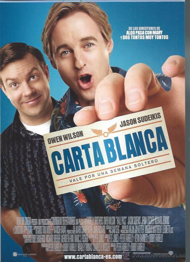 Cinema: GU&Iacute;A PUBLICITARIA DE LA PEL&Iacute;CULA CARTA BLANCA, VALE POR UNA SEMANA DE SOLTERO, ORIGINAL, 20 POR 30CM