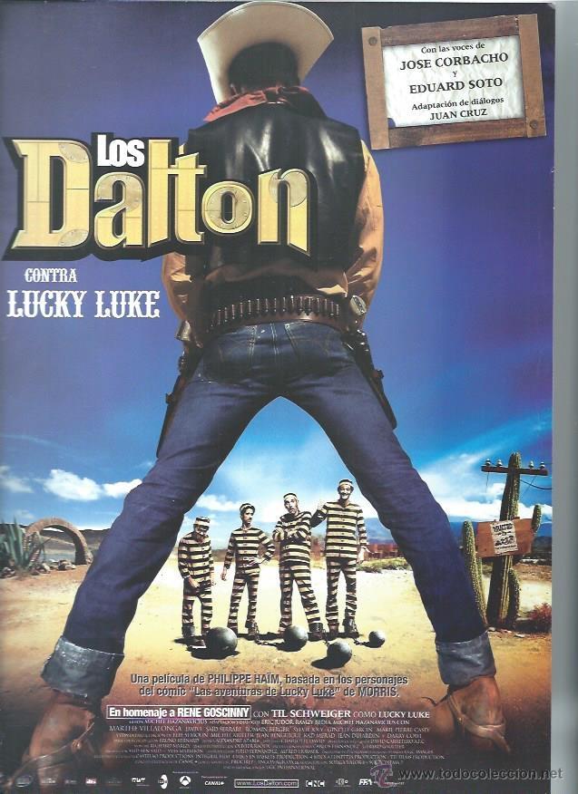 Kino: GU&Iacute;A PUBLICITARIA DE LA PEL&Iacute;CULA LOS DALTON CONTRA LUCKY LUKE, ORIGINAL, 20 POR 30CM