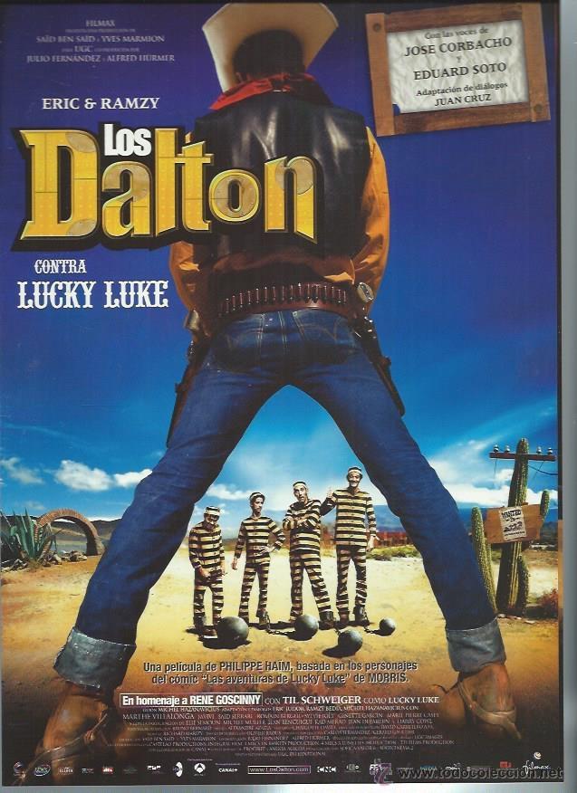 Kino: GU&Iacute;A PUBLICITARIA DE LA PEL&Iacute;CULA LOS DALTON CONTRA LUCKY LUKE, ORIGINAL, 20 POR 30CM