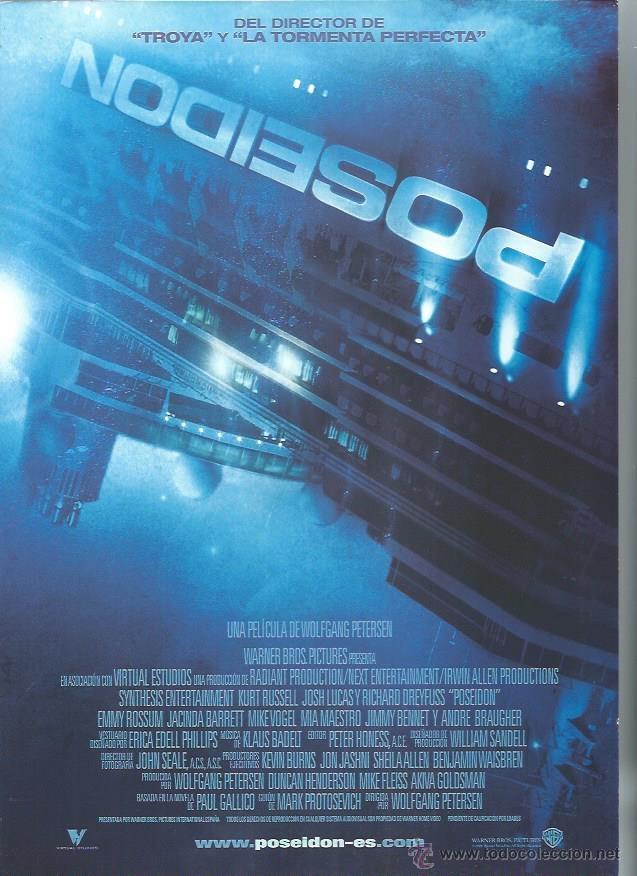 Cinema: GU&Iacute;A PUBLICITARIA DE LA PEL&Iacute;CULA POSEID&Oacute;N, ORIGINAL, 20 POR 30CM