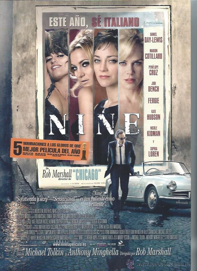 Kino: GU&Iacute;A PUBLICITARIA DE LA PEL&Iacute;CULA NINE, ORIGINAL, 20 POR 30CM