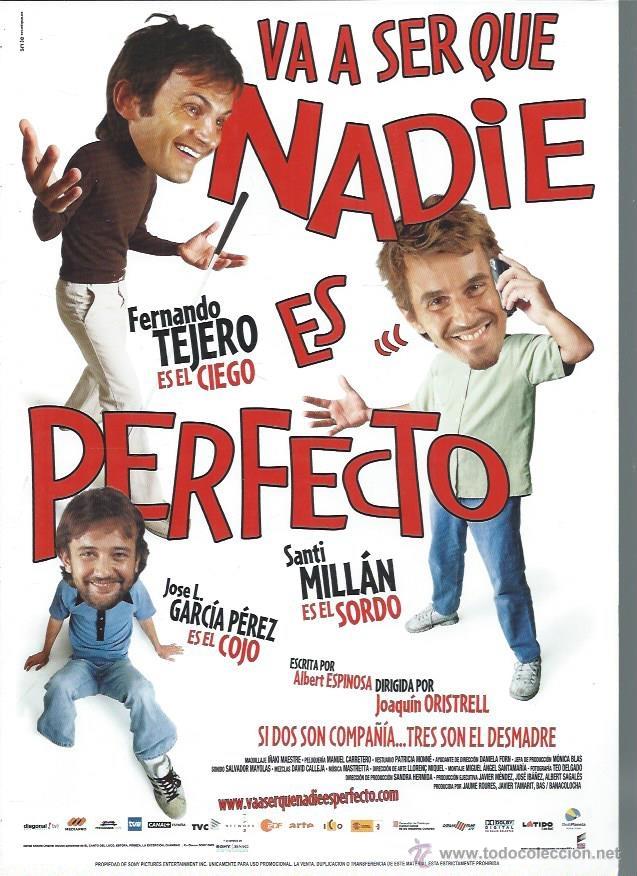 Kino: GU&Iacute;A PUBLICITARIA DE LA PEL&Iacute;CULA VA A SER QUE NADIE ES PERFECTO, ORIGINAL, 30 POR 20CM