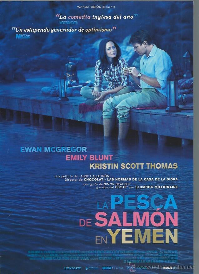 Kino: GU&Iacute;A PUBLICITARIA DE LA PEL&Iacute;CULA LA PESCA DE SALM&Oacute;N EN YEMEN, ORIGINAL, 30 POR 20CM