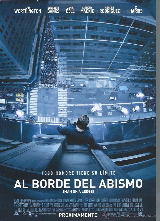 Kino: GU&Iacute;A PUBLICITARIA DE LA PEL&Iacute;CULA AL BORDE DEL ABISMO, ORIGINAL, 30 POR 20CM