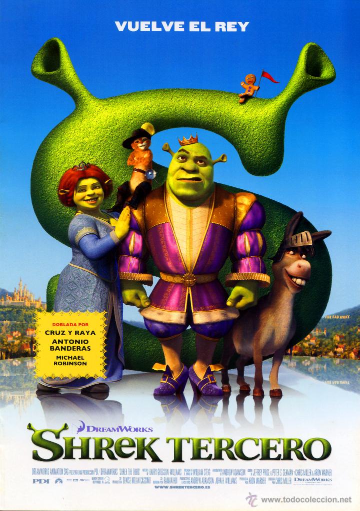 Cin&eacute;ma: SHREK TERCERO (GUIA ORIGINAL 4 PAGINAS CON FOTOS DE SU ESTRENO EN ESPA&Ntilde;A)
