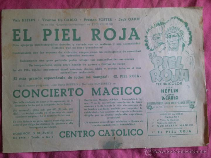 Cine: El piel roja / Concierto m&aacute;gico. Affiche local de cine. Igualada. 1956