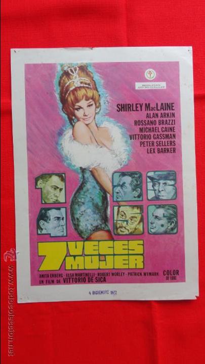 Cine: 7 veces mujer, guia sencilla shirley maclaine alan arkin, con sello cine teatro tarragona