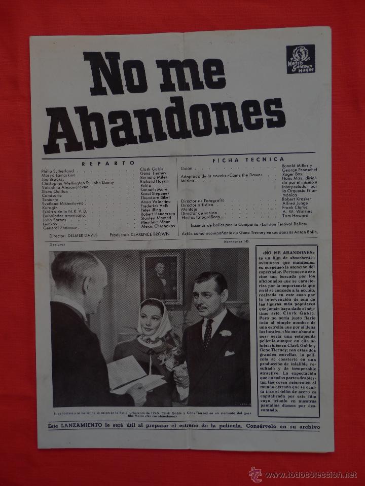 Cine: no me abandones, guia doble mgm, clark gable gene tierney