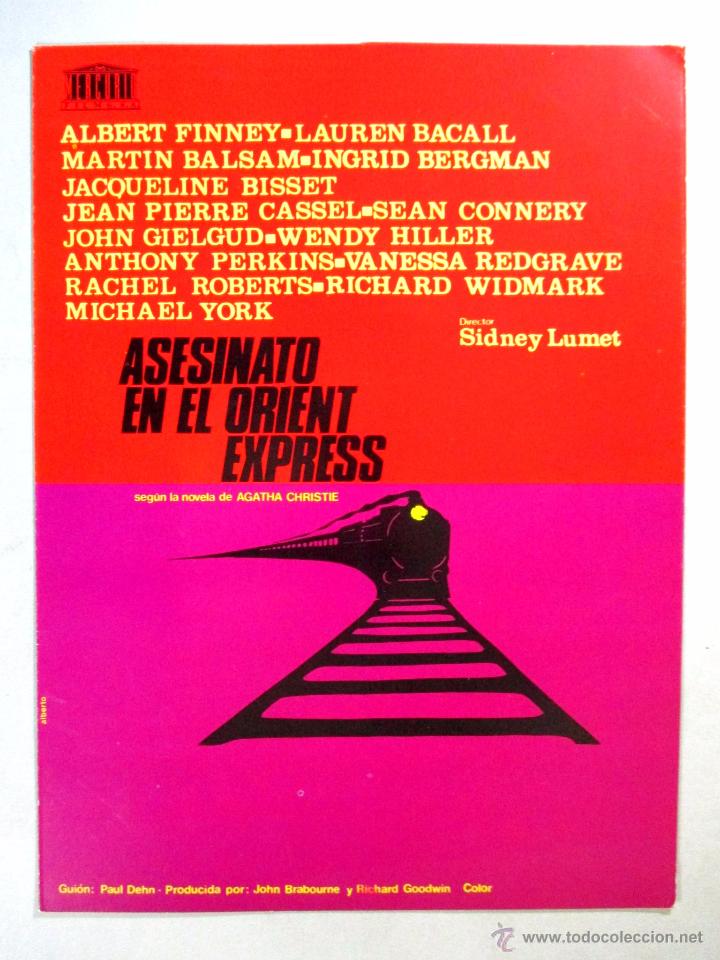 Cine: ASESINATO EN EL ORIENT EXPRESS , AGATHA CHRISTIE , LAUREN BACALL , 1974 , GUIA PUBLICITARIA CINE -S6