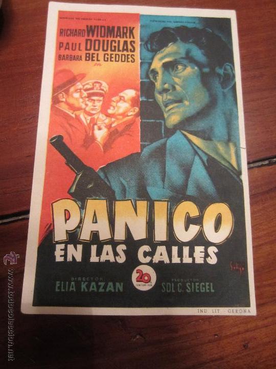 Cine: PANICO EN LAS CALLES PROGRAMA SENCILLO 20TH CENTURY FOX SOLIGO RICHARD WIDMARK ELIA KAZAN AZUL raro