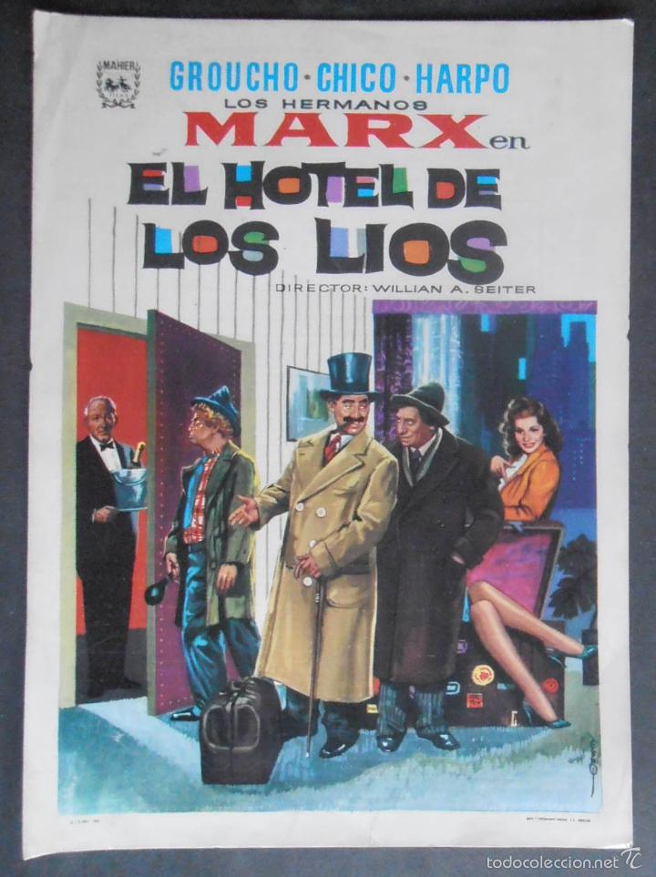 Cine: (1271) EL HOTEL DE LOS LIOS,HERMANOS MARX,GUIA DE CINE DE 2 PAG, FORMATO A4 APROX, VER FOTOS