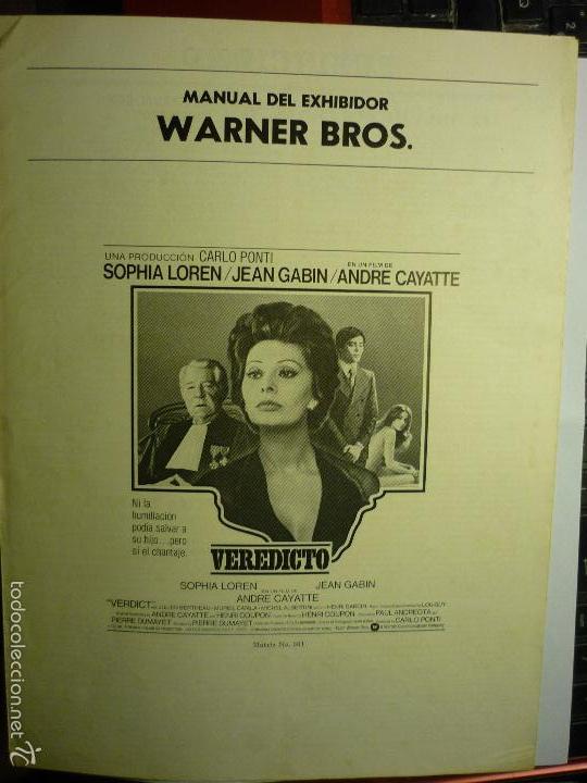Cine: GUIA TRIPTICO VEREDICTO-SOFIA LOREN - Foto 1