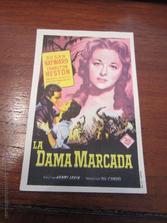 Cine: LA DAMA MARCADA PROGRAMA SENCILLO 20TH CENTURY FOX SOLIGO CHARLTON HESTON SUSAN HAYWARD