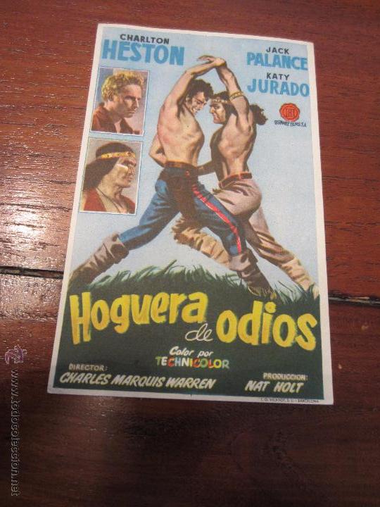 Cine: HOGUERA DE ODIOS  PROGRAMA DE MANO ORIGINAL CHARLTON HESTON