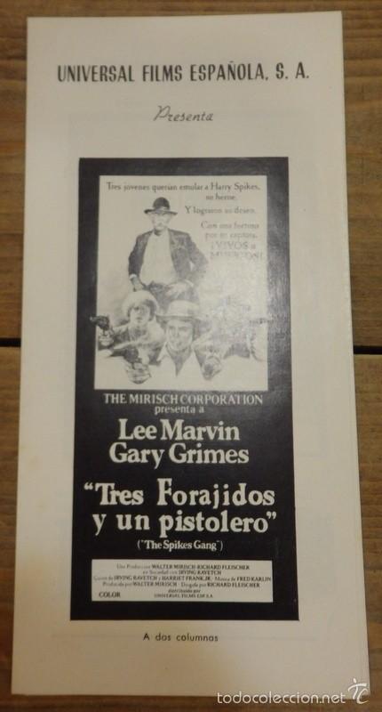 Cine: Tres forajidos y un pistolero - lee marvin - western - guia publicitaria original estreno