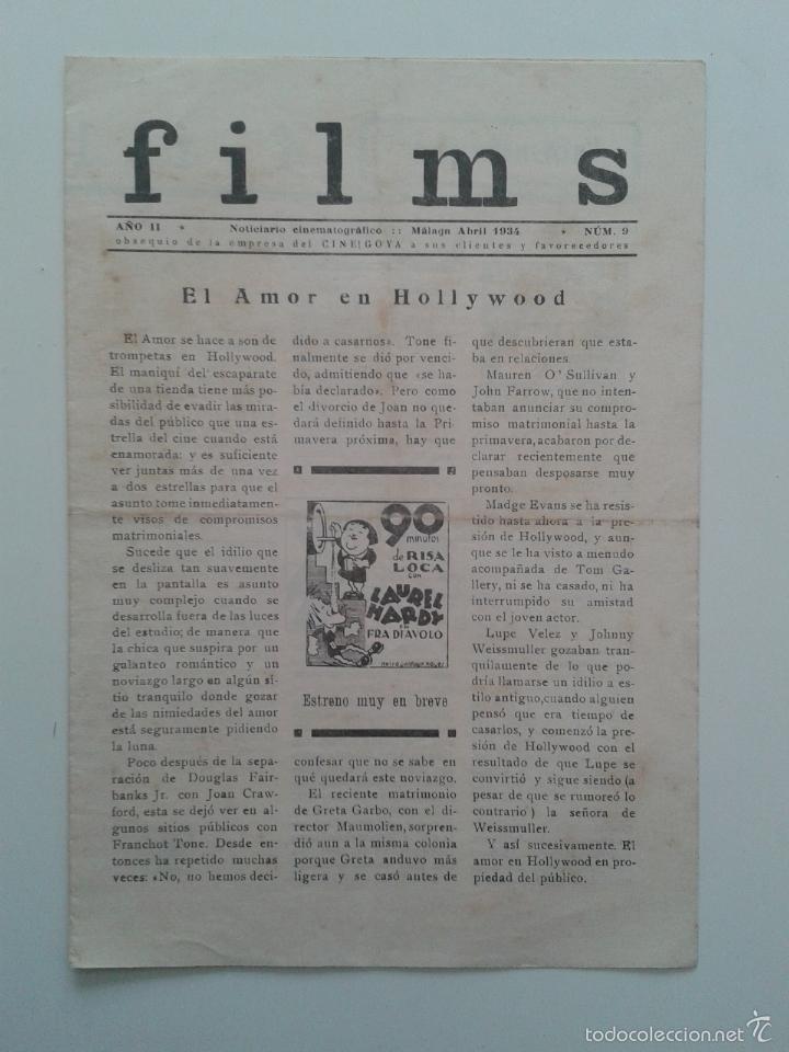 Cinema: GUIA NOTICIARIO CINEMATOGRAFICO FILMS CINE GOYA MALAGA 1934 N&ordm; 9 LAUREL HARDY CLARA BOW KAY FRANCIS