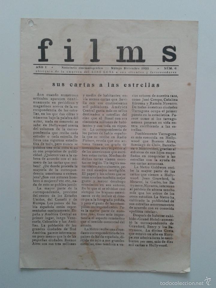 Cinema: GUIA NOTICIARIO CINEMATOGRAFICO FILMS CINE GOYA MALAGA 1933 N&ordm; 6 ELISSA LANDI JAN KIEPURA BAROUX