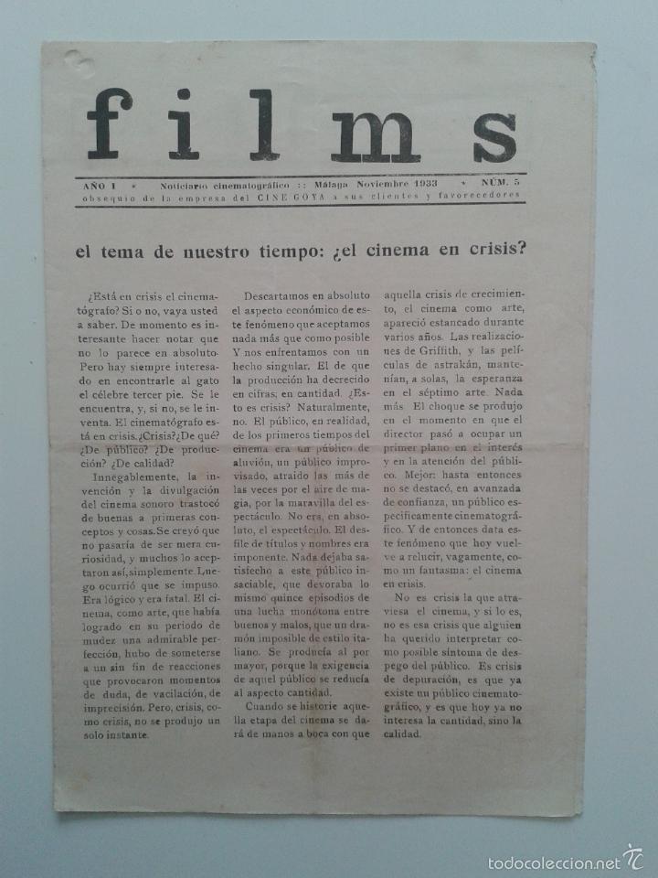 Cinema: GUIA NOTICIARIO CINEMATOGRAFICO FILMS CINE GOYA MALAGA 1933 N&ordm; 5 JAN KIEPURA TODO POR EL AMOR