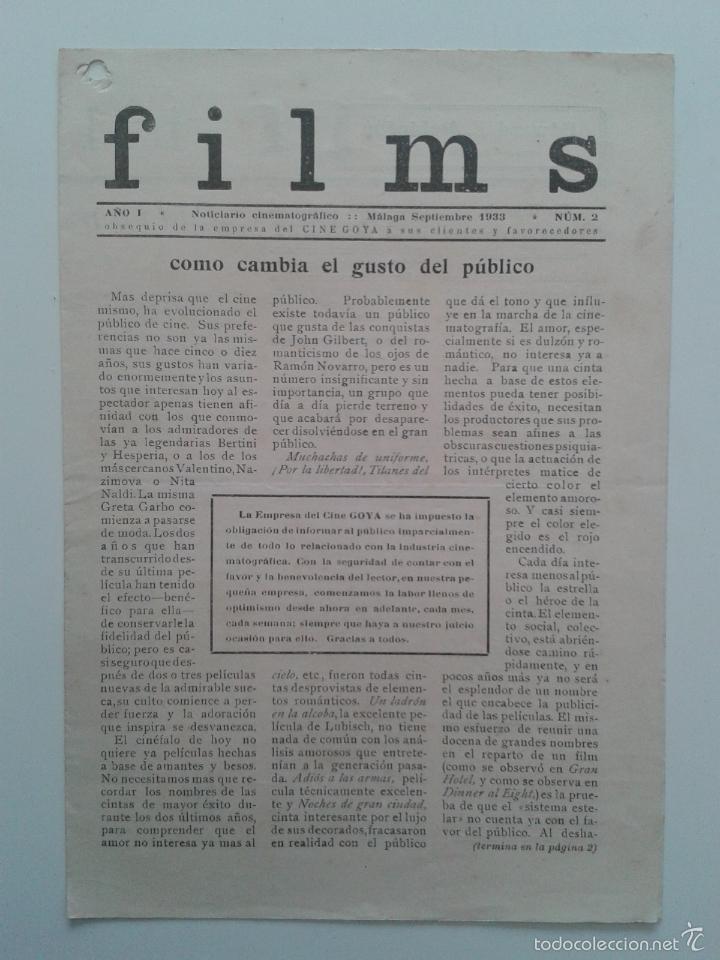 Cinema: GUIA NOTICIARIO CINEMATOGRAFICO FILMS CINE GOYA MALAGA 1933 N&ordm; 2 LILIAN HARVEY MARTINEZ SIERRA