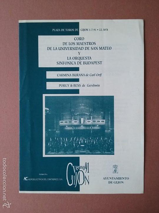Cinema: DIPTICO CARMINA BURANA. PORGY & BESS. CORO UNIVERSIDAD SAN MATEO. SINFONICA BUDAPEST. GIJON 1991.