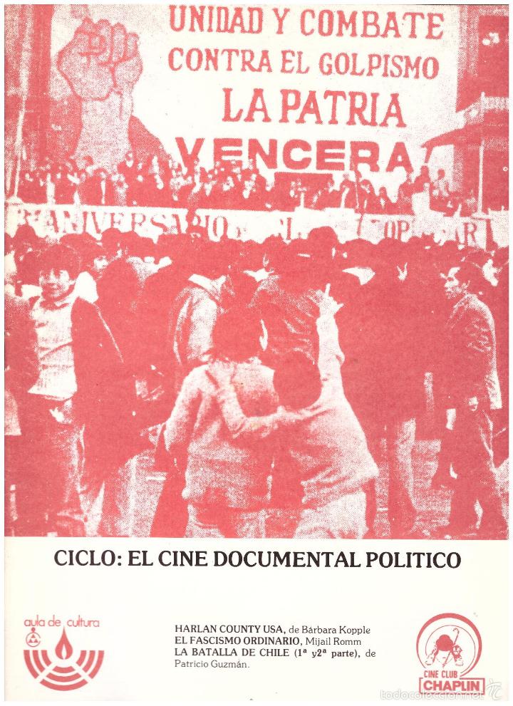 Cinema: Cine Club Chaplin. Ciclo : El Cine Documental Pol&iacute;tico. 1980. 16 p&aacute;ginas con la programaci&oacute;n.