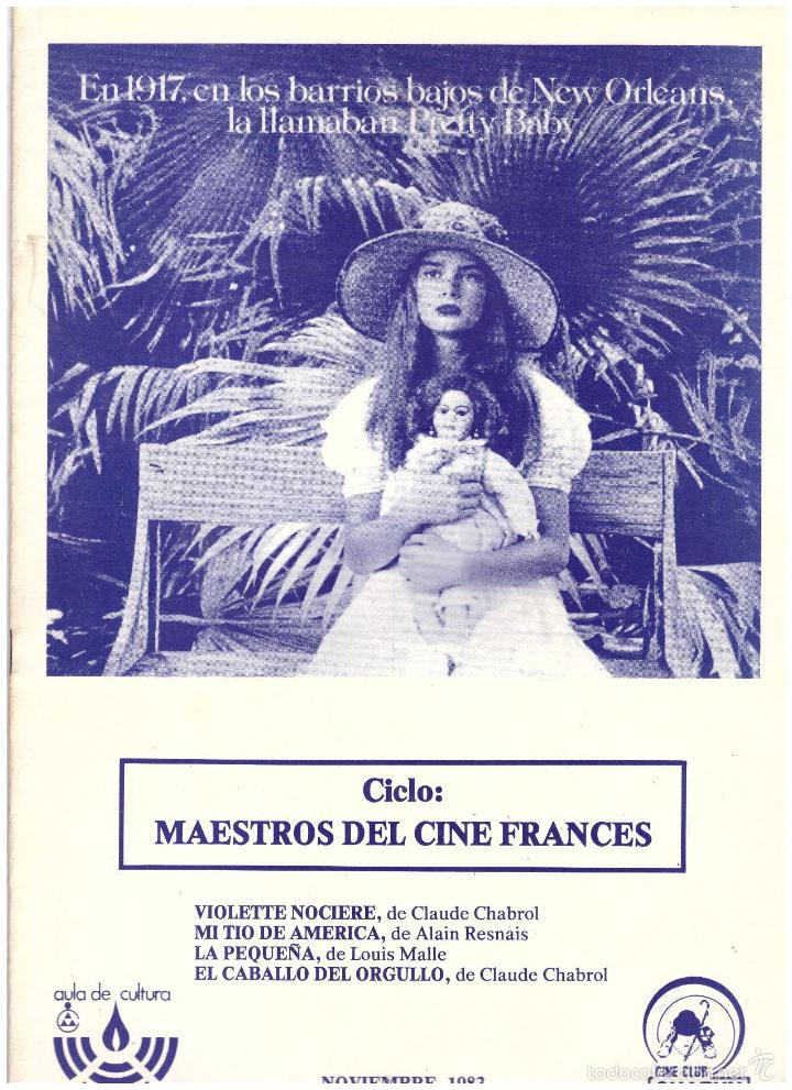 Cinema: Cine Club Chaplin. Ciclo : Maestros del Cine Franc&eacute;s. 1983. 12 p&aacute;ginas con la programaci&oacute;n.