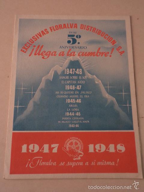 Cine: CAT&Aacute;LOGO PEL&Iacute;CULAS EXCLUSIVAS FLORALVA EN SU 5&ordm; ANIVERSARIO - TEMPORADA 1947-1948
