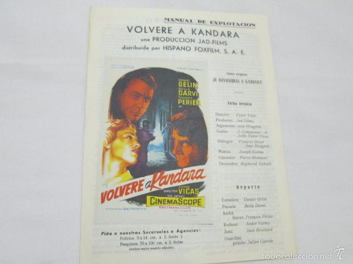 Cine: VOLVERE A KANDARA - DANIEL GELIN // BELLA DARVI // FRAN&Ccedil;OIS PERIER - 20TH - SIN A&Ntilde;O