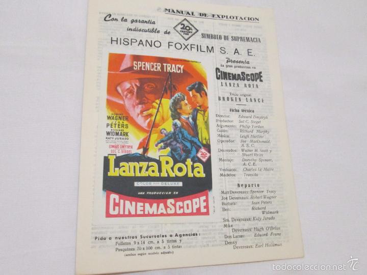 Cine: LANZA ROTA - SPENCER TRACY // ROBERT WAGNER // ETC. - FOXFILM - SIN A&Ntilde;O