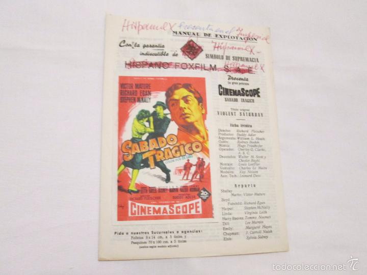 Cine: SABADO TRAGICO - VICTOR MATURE // RICHARD EGAN // ETC. - FOXFILM - SIN A&Ntilde;O