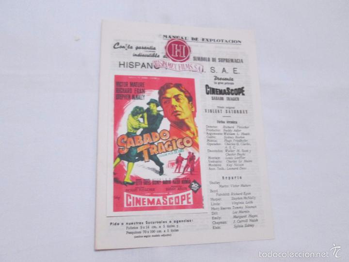 Cine: SABADO TRAGICO - VICTOR MATURE // RICHARD EGAN // ETC. - FOXFILM - SIN A&Ntilde;O