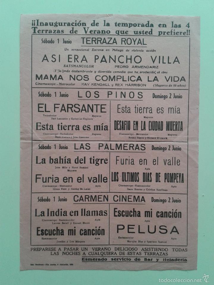 Cinema: PROGRAMA CINE DE VERANO MALAGA TERRAZA ROYAL LOS PINOS LAS PALMERAS CARMEN CINEMA 1963