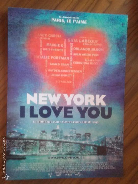 Cinema: PARIS, JE T&acute;AIME. NEW YORK. I LOVE YOU.  GUIA PUBLICITARIA. BUEN ESTADO. COLOR. DOS CARAS. RARO