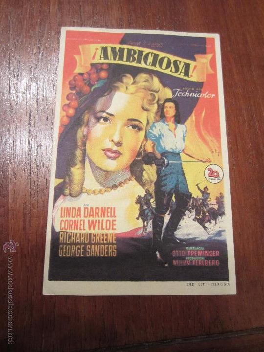 Cine: AMBICIOSA PROGRAMA SENCILLO 20TH CENTURY FOX SOLIGO LINDA DARNELL CORNEL WILDE