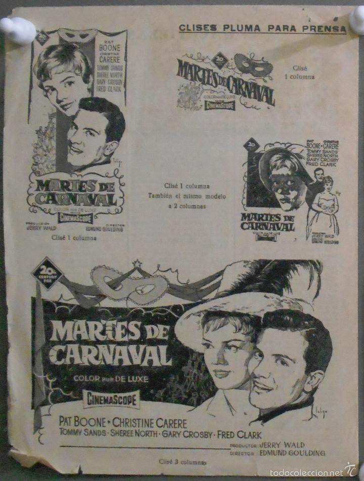 Cine: G7020 MARTES DE CARNAVAL PAT BOONE CHRISTINE CARRERE  SOLIGO GUIA ORIGINAL HISPANO FOX FILM ESTRENO