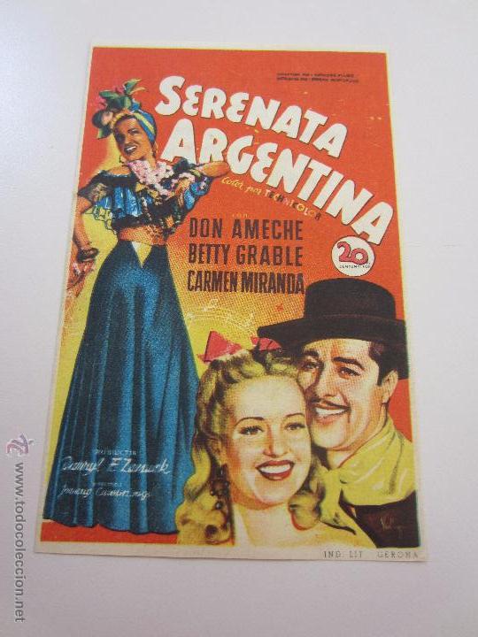 Cine: SERENATA ARGENTINA BETTY GRABLE CARMEN MIRANDA SOLIGO POSTE