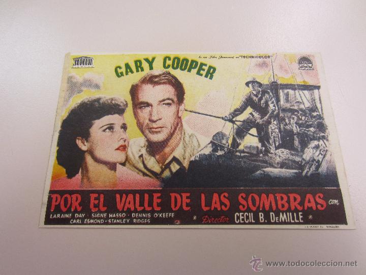 Cine: POR EL VALLE DE LAS SOMBRAS PROGRAMA SENCILLO MERCURIO GARY COOPER CECIL B. DEMILLE