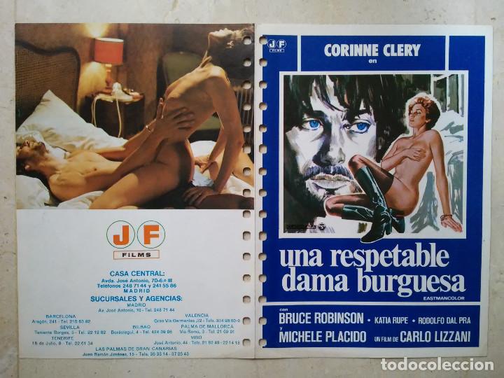 Cine: GUIA ORIGINAL DOBLE - A4 - UNA RESPETABLE DAMA BURGUESA - CLASIFICADA S - VINTAGE - CORINNE CLERY