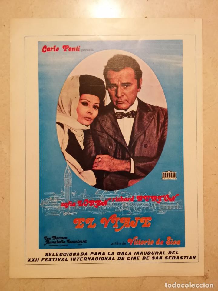 Cine: FICHA ORIGINAL PARA EMPRESARIOS - A4 - EL VIAJE - SOFIA LOREN - RICHARD BURTON