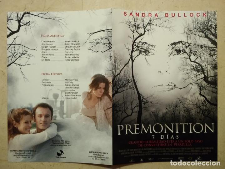 Cine: GUIA ORIGINAL DOBLE -A4- PREMONITION - SANDRA BULLOCK - CIENCIA FICCION - TERROR