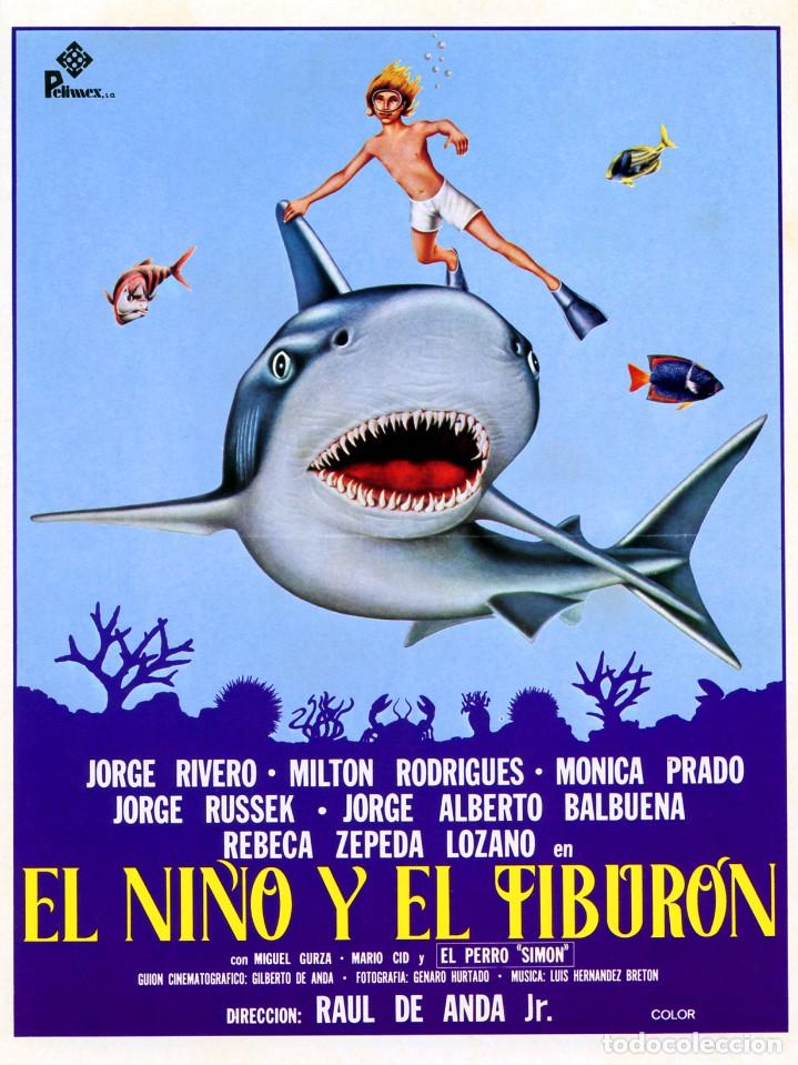 Cine: EL NI&Ntilde;O Y EL TIBURON (GU&Iacute;A ORIGINAL SIMPLE CON FOTOS DE SU ESTRENO EN ESPA&Ntilde;A)